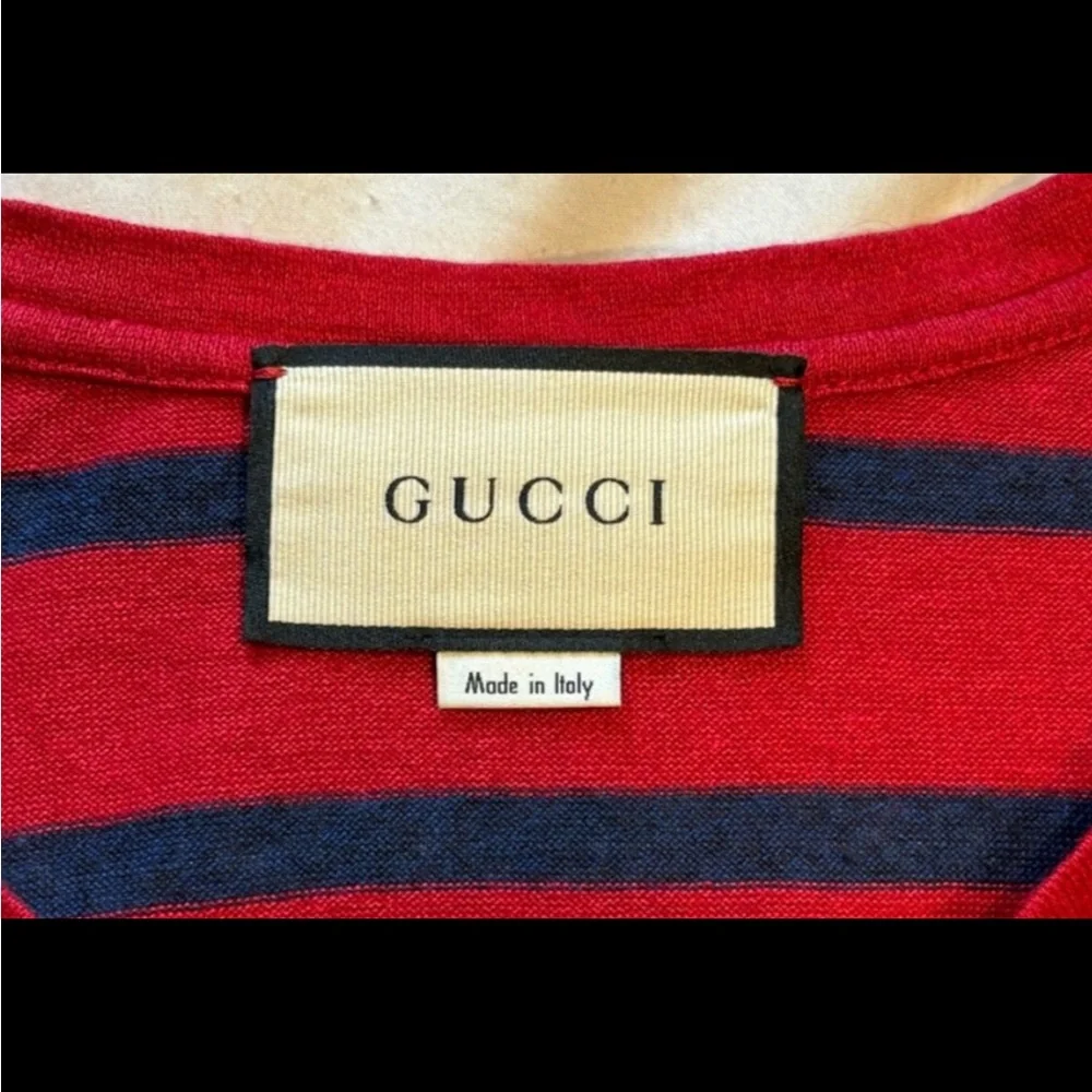 Gucci Red and Navy Striped Tee - Picture 4 of 5